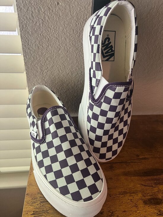 Adidas Shoes - NEW VANS Classic Slip-On Platform Shoe Mist Blue Gothic Grape Purple